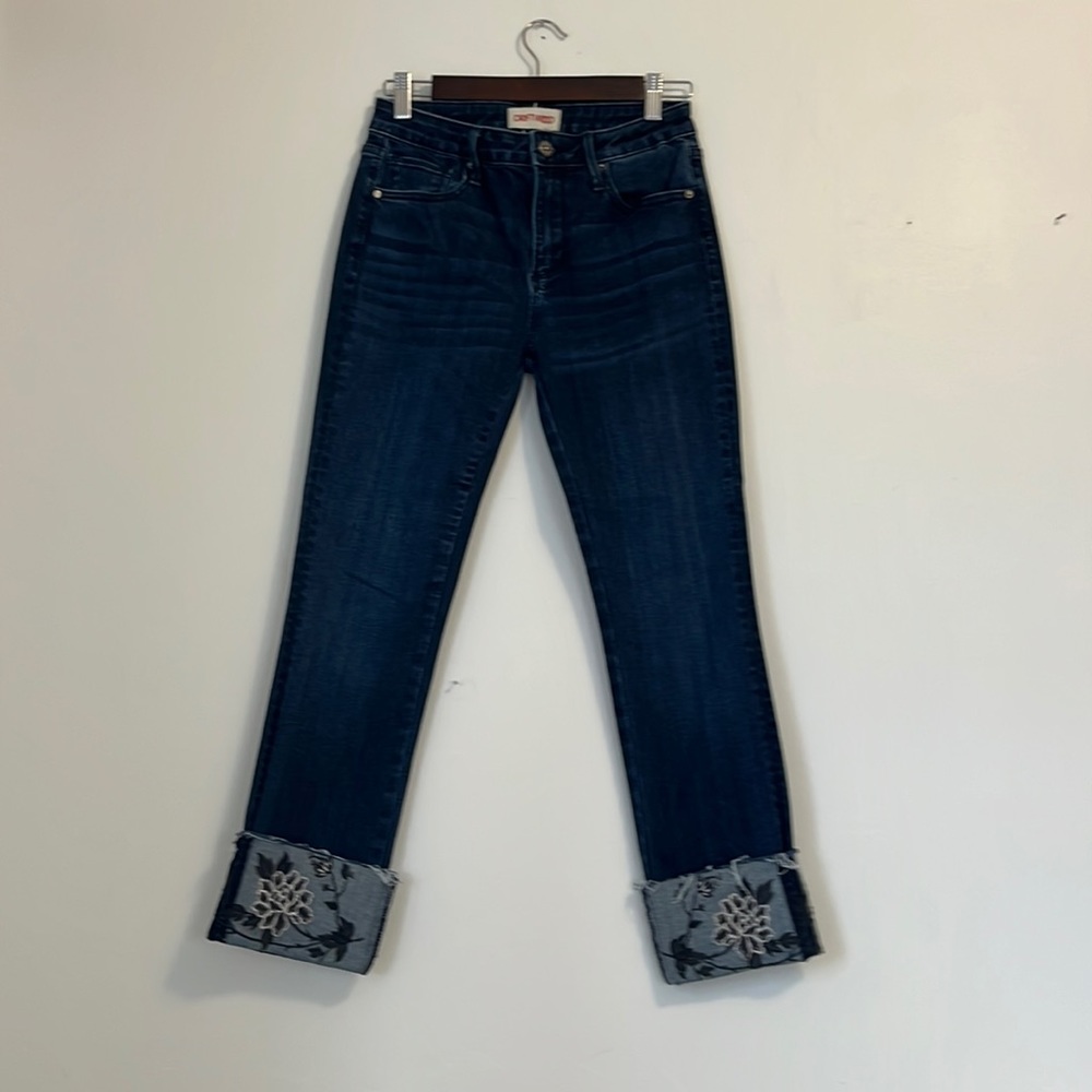 Driftwood cropped skinny/size 26/ embroidered legs